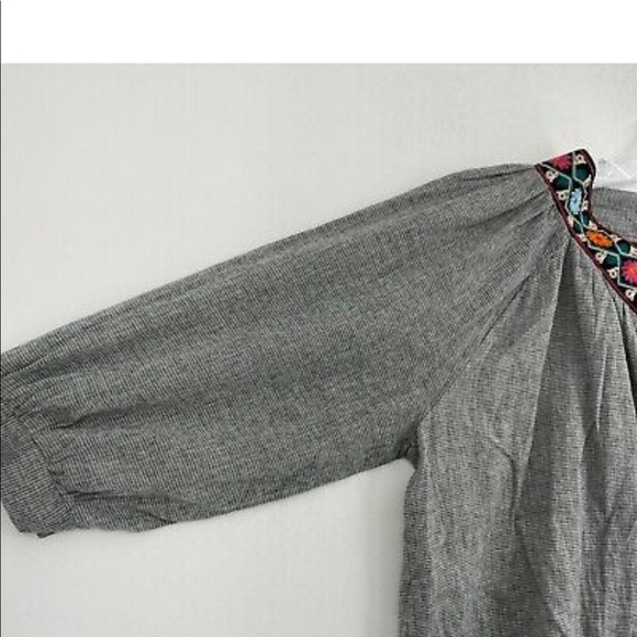 Anthropologie Eri + Ali Boho Embroidered V-Neck Flowy Top Small - Picture 7 of 13